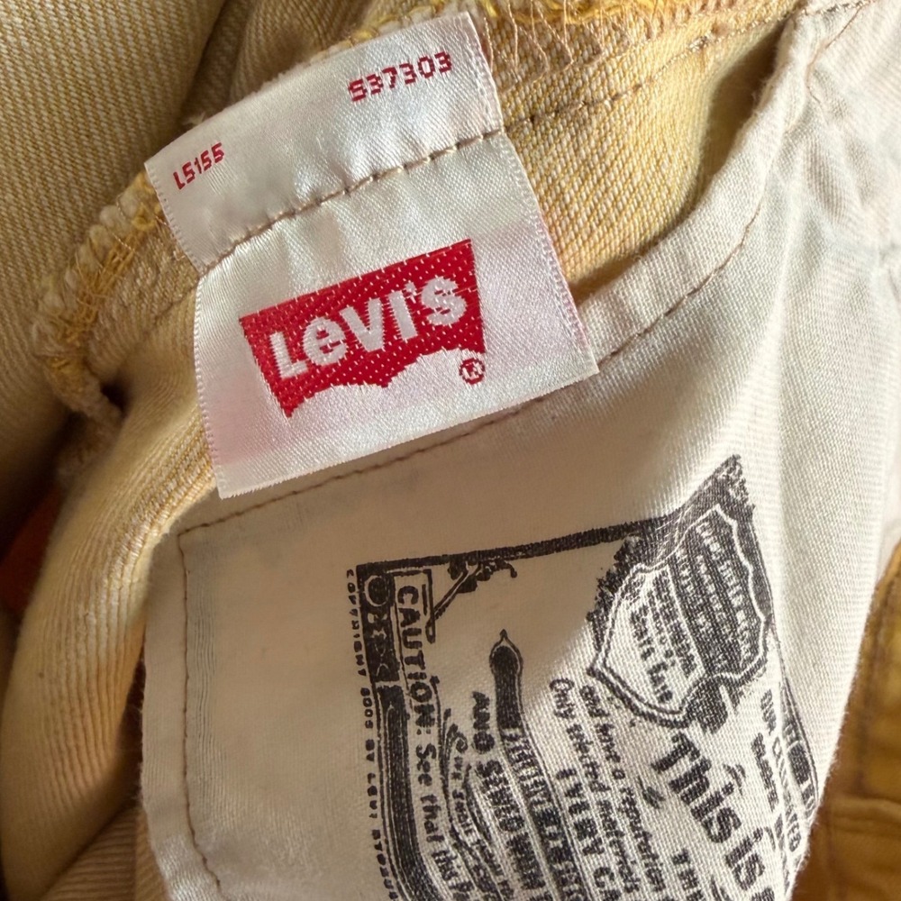 Levis 501 Original Fit Mustard Yellow Denim Jeans Mens 44x29.5 - Picture 9 of 9